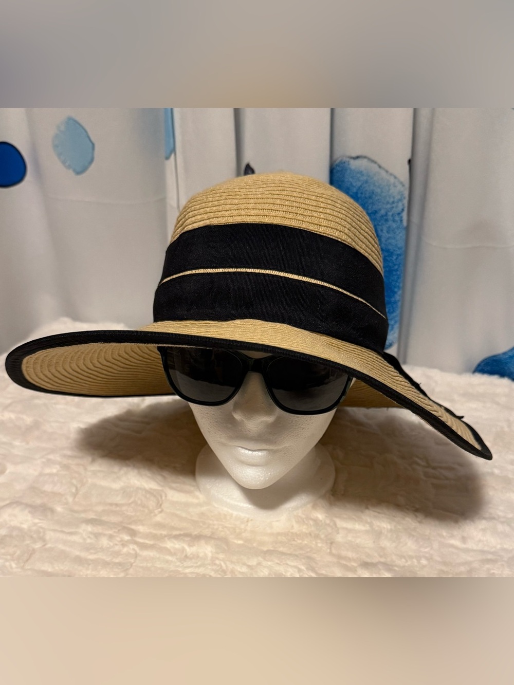 Sun N Sand UPF 50+ Adjustable Wide Brim Sun Hat Black Trim Bow